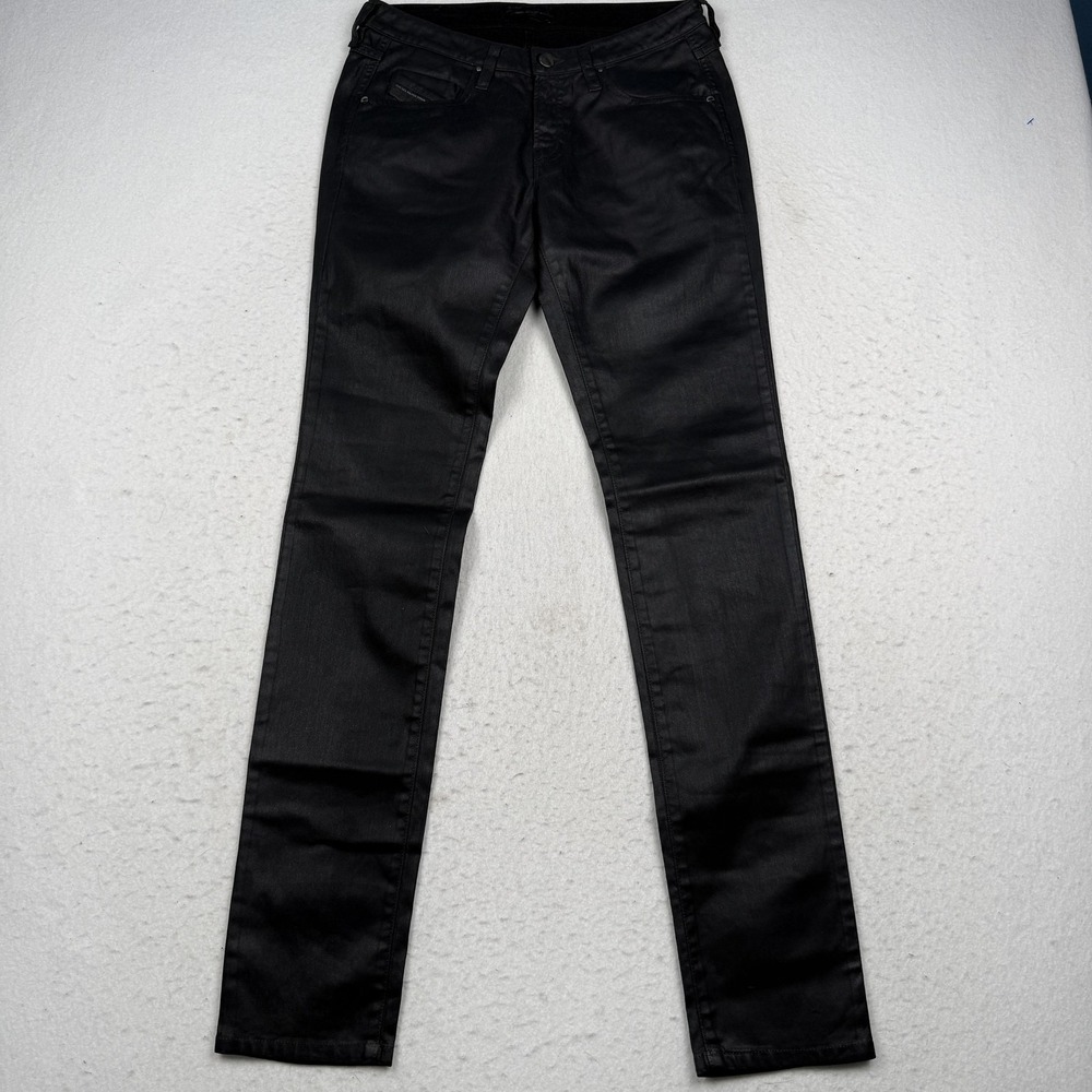 Diesel Black Gold Jeans Women's 28 Black Slim Skinny Stretch Coated Denim Italy